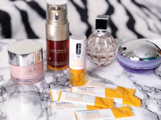 Clinique Moisture Surge, Clinique Fresh Pressed, Clarins Double Serum, Jimmy Choo perfume, Pacco Rabanne UltraViolet