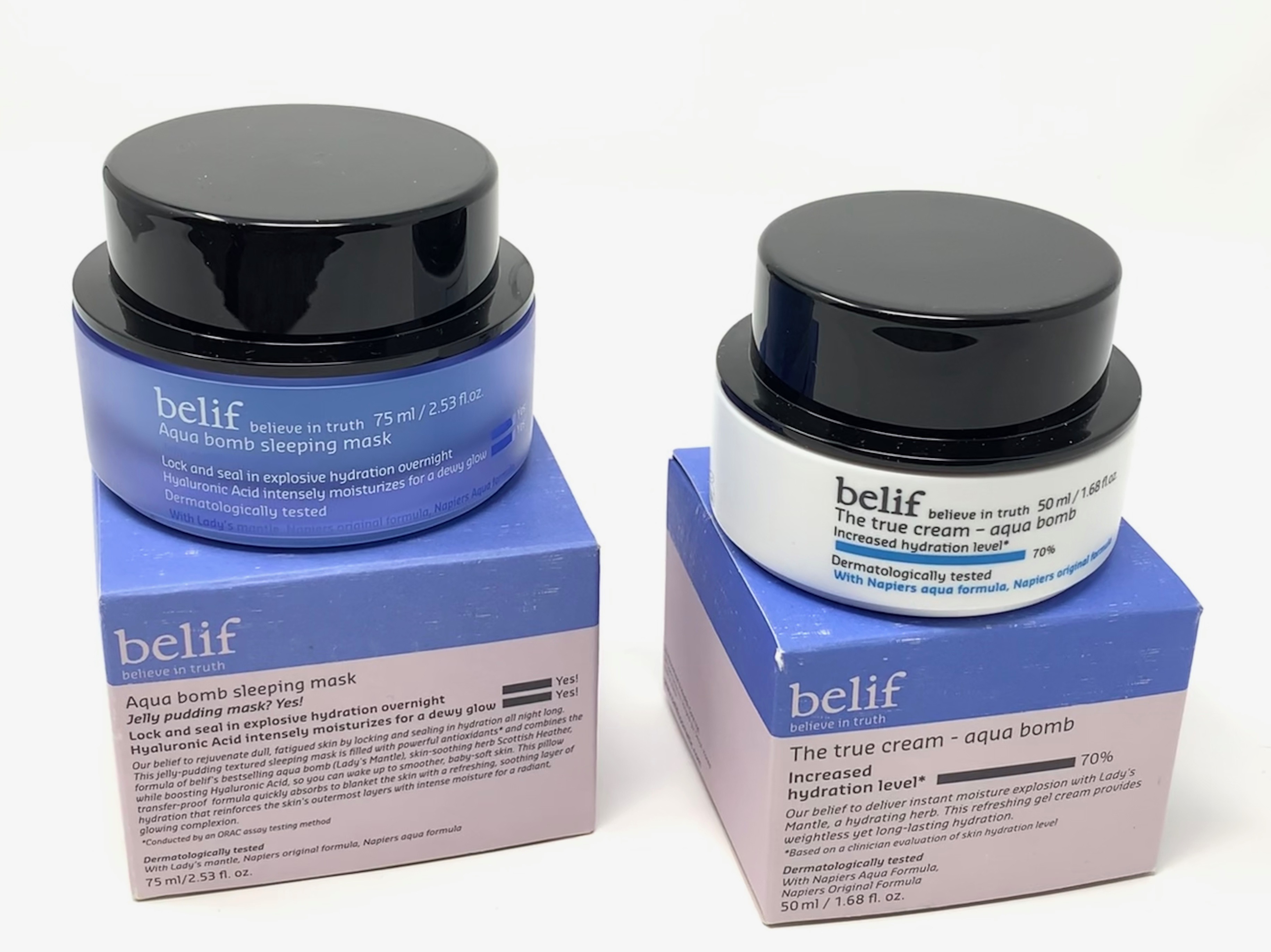 Belif Aqua Bomb 'The True Cream' and 'Sleeping Mask'